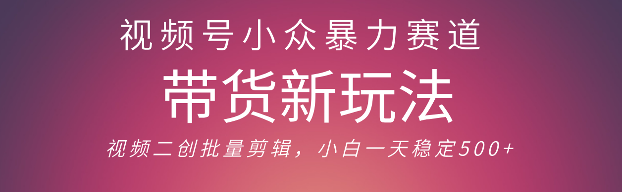 视频号小众暴力赛道，最新带货玩法 小白也能轻松日入500+ 保姆及教程-千图副业网