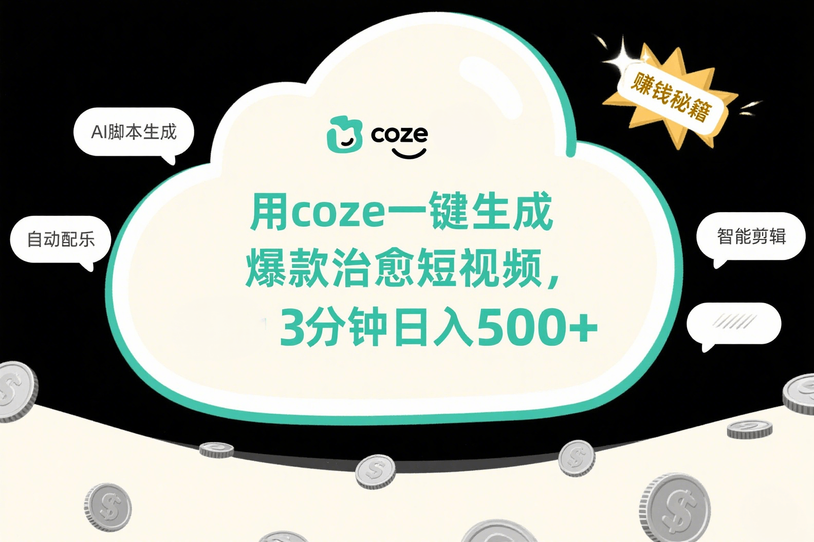 用coze一键生成爆款治愈短视频，3分钟日入500+-千图副业网