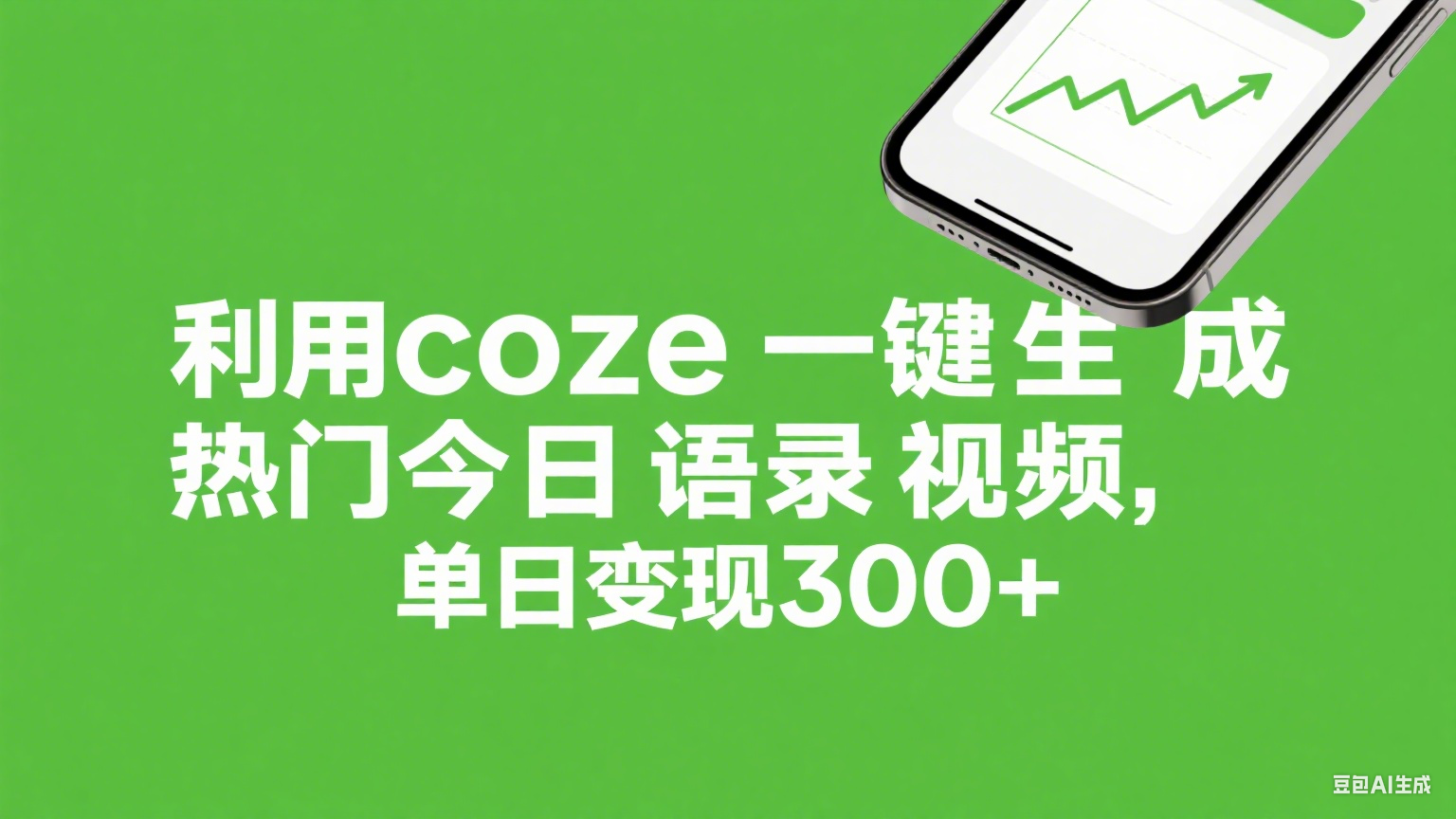 利用coze一键生成热门今日语录视频，单日变现300+-千图副业网