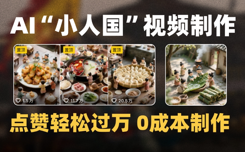 爆款1000W+微缩景观迷你小人国AI视频，0成本制作全流程教学-千图副业网