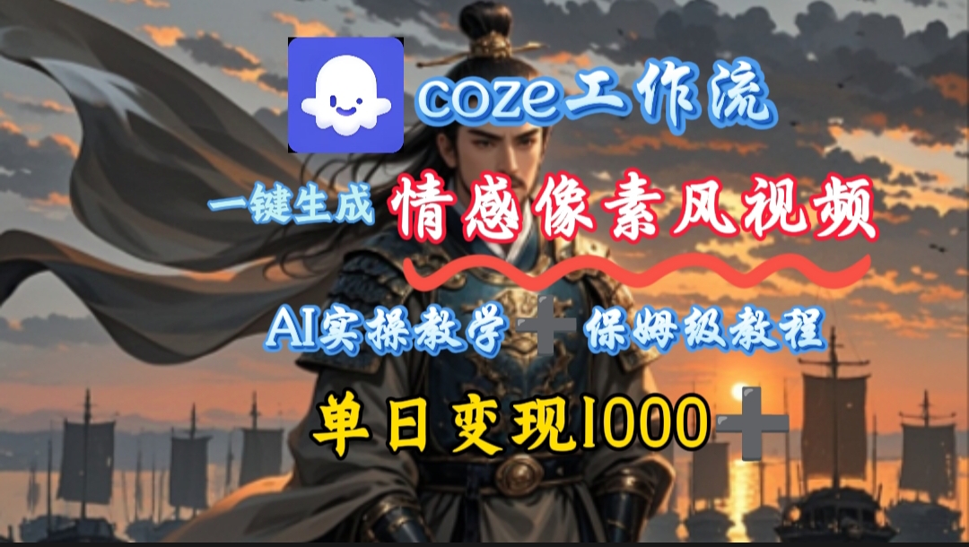 用coze工作流一键生成情感像素风视频，几分钟一条，单日变现500+-千图副业网