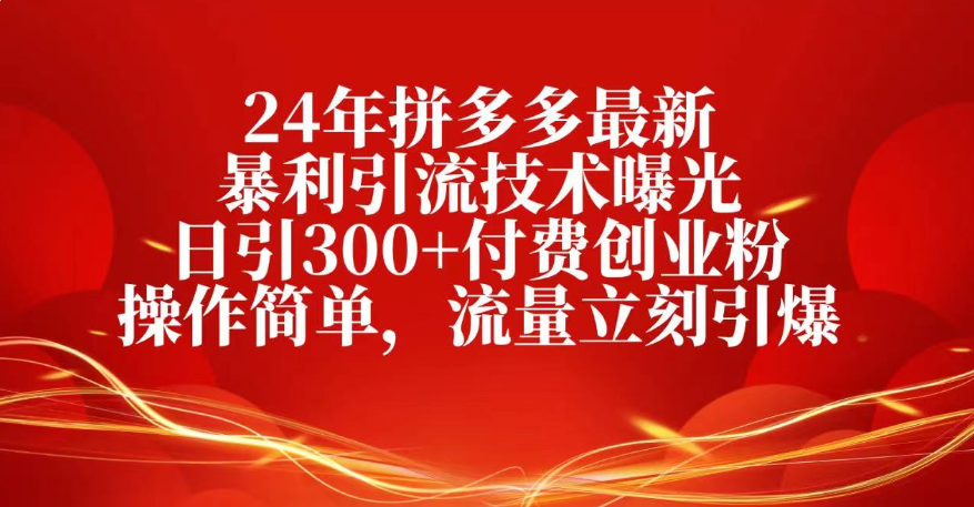 25年拼多多最新暴利引流技术曝光、日引300+付费创业粉操作简单，流量立刻引爆-千图副业网