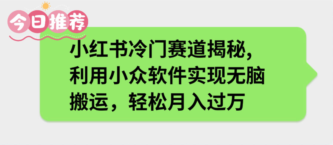 小红书冷门赛道揭秘,利用小众软件实现无脑搬运，轻松月入过万-千图副业网